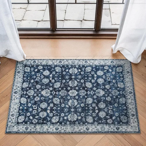 Miniatura 79 de Bloom Rugs - Alfombra lavable, antideslizante, de 1,83 x 2,74 m, color beige/blanco claro con borde tradicional, para sala de estar, dormitorio