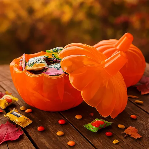 Miniatura 6 de Tanlade 4 tarros de calabaza de cristal de Acción de Gracias de 10 onzas con tapa, recipientes decorativos de calabaza para galletas de calabaza