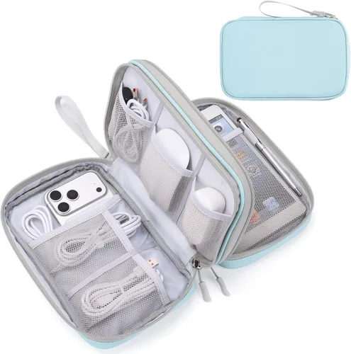 Miniatura 48 de FYY Organizador para accesorios electrónicos, para viajes, para cables, celular y cargadores, estuche portátil, impermeable, doble capa, bolsa