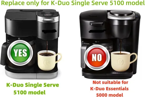 Jarra compatible con cafetera Keurig K-Duo 5100 de una sola porción, jarra de café de vidrio de repuesto negra de 12 tazas (no compatible con K-Duo