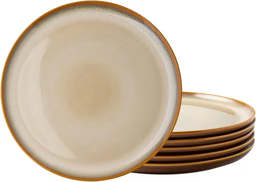 Miniatura 9 de LERATIO juego de platos de cerámica, 6 unidades, 8.5 pulgadas, platos de porcelana ligeros con esmalte reactivo para ensalada, juego de platos