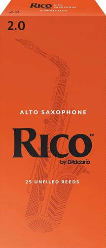 D’Addario Woodwinds, cañas para saxofón Rico, saxofón alto, RJA2520, resistencia 2.0, paquete de 25