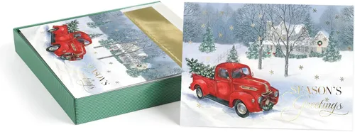 Miniatura 8 de Canopy Street Obra maestra de tarjetas navideñas de trineo / Juego de 16 tarjetas de fiesta en caja con sobres rojos a juego / Tarjetas navideñas
