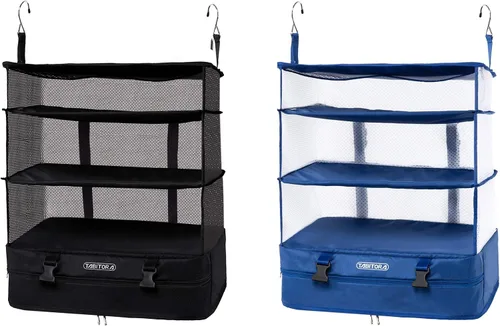 Miniatura 76 de TABITORA - Estantería portátil y plegable de gran capacidad con ganchos para colgar, ideal como almacenamiento para viajes