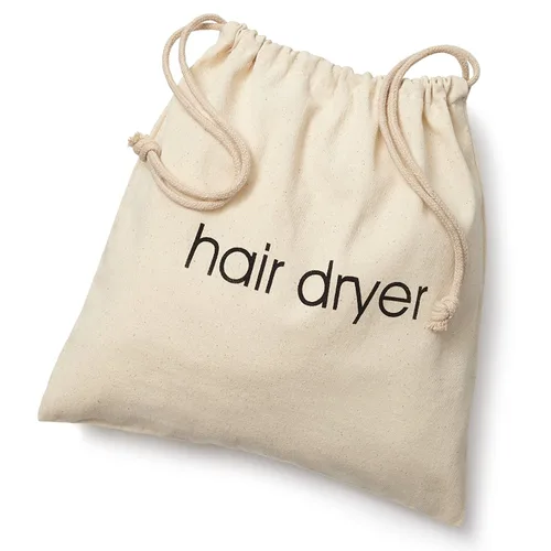 Organizador de almacenamiento de bolsas para secador de pelo, color beige, funda de cierre de cordón de 12 x 12 pulgadas, ideal para el hogar,