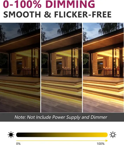 Miniatura 4 de EMITEVER COB - Tira de luces LED impermeable IP67, 2700 K, blanco cálido, para exteriores, 24 V, cinta LED de silicona regulable, iluminación