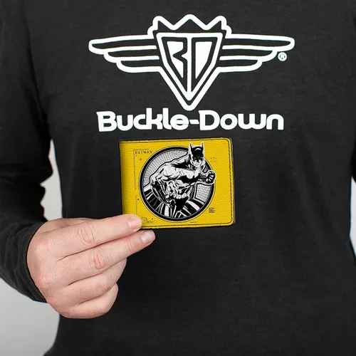Miniatura 3 de Buckle-Down Billetera de DC Comics para hombre, plegable, con logotipo de Batman Tech Action Pose Bat amarillo, negro y blanco, cuero vegano, 4.0 x