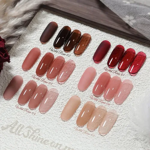 Miniatura 28 de Born Pretty Esmalte de uñas de gel de color ámbar cristal marrón naranja burdeos rojo negro para otoño e invierno, esmalte de uñas transparente