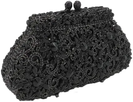 Miniatura 7 de Boutique De FGG Las mujeres Crown Minaudiere bolsos de noche flor cristal embrague monederos boda embrague