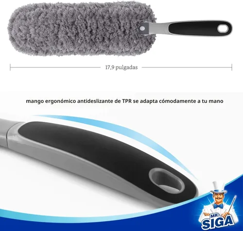 Miniatura 3 de MR.SIGA Plumero de microfibra sin pelusa, plumero lavable para limpieza del hogar, gris