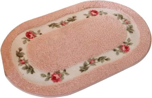 Miniatura 9 de Tapete de estilo rural con diseño floral, suave, antideslizante, bordado, ovalado, tapete para baño, ducha, dormitorio, sala de estar