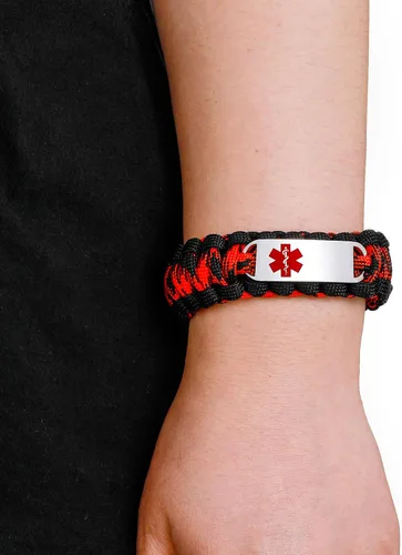 Miniatura 16 de Pulsera de alerta médica Paracord para hombres y mujeres Pulsera de identificación médica de acero inoxidable con hebillas de liberación lateral