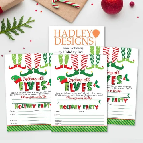 Miniatura 4 de Hadley Designs 25 invitaciones de fiesta de Navidad - Tarjetas de invitación de vacaciones premium para niños y adultos, invitaciones de fiesta