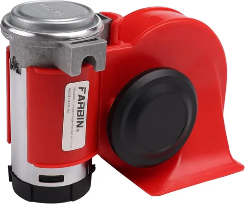 Miniatura 8 de FARBIN Bocina de Tren para Camión 12v 150db Bocina de Coche Fuerte Bocina de Aire de Caracol con Bomba de Aire para camión coche barco furgoneta Rojo