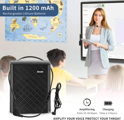 Miniatura 3 de Amplificador de voz para profesores con micrófono con cable y cintura, megáfono portátil recargable para aulas, discursos, guía turístico