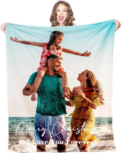 Miniatura 22 de Manta de fotos personalizada, 4 fotos, mantas personalizadas para mamá, abuela, esposa, mujeres de hija, hijo, marido, 8 tamaños 4 Fotos-1