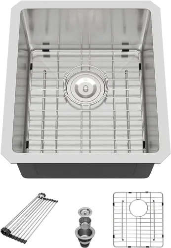 Miniatura 53 de Fregadero de Montaje Bajo de 13 Pulgadas - Beslend 13”x15”x9” Fregadero de Cocina de Acero Inoxidable de Montaje Bajo Calibre 16 Fregadero de Cocina
