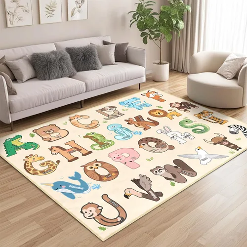 Miniatura 10 de Alfombras infantiles para sala de juegos, alfombra ABC de 2.5 x 4 pies para niños pequeños, alfombra de aprendizaje educativo, alfombra