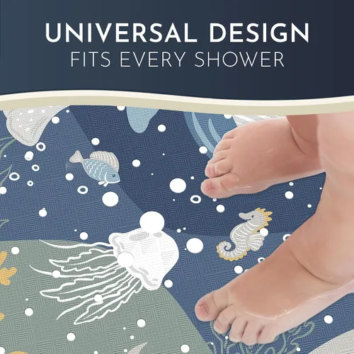 Miniatura 2 de Homerella Tapete de ducha antideslizante de 21 x 21 pulgadas y tapete de baño antideslizante de 40 x 16 para niños, 2 ganchos incluidos, lavable a