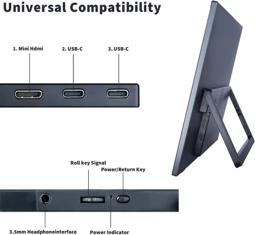 Miniatura 2 de Monitor portátil grande de 18.5 pulgadas para laptop, 120Hz 1080P FHD IPS portátil, pantalla de viaje secundaria para/teléfono/Xbox PS4/5, 125%