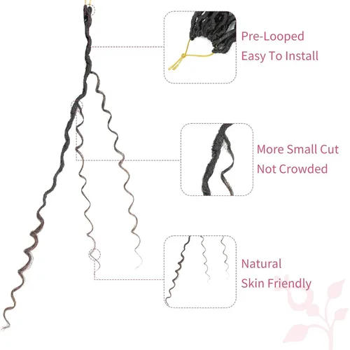 Miniatura 53 de Alicoco Goddess Locs Cabello de Ganchillo 12 Pulgadas 8 Paquetes Rastas Sintéticas de Ganchillo Para Mujeres Rastas Suaves Boho Pre-enrolladas River