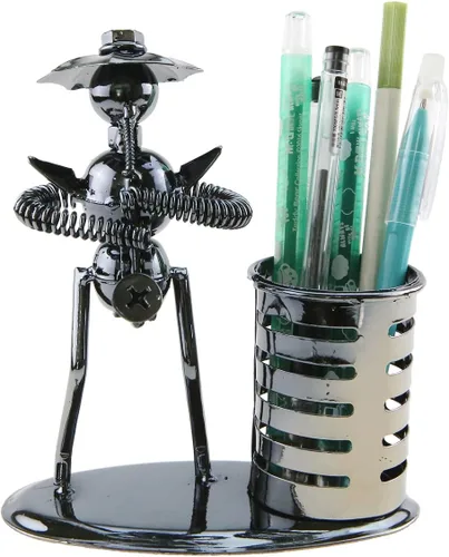 Miniatura 8 de Música Tema de Músico Sombrero de Hierro Hombre Arte de Acero Metal Personalidad Creativa Lápiz Titular de Lápiz Taza Oficina Estudiantes Escritorio