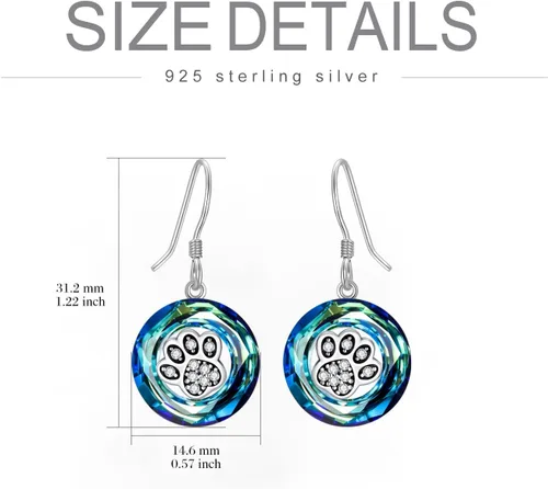 Miniatura 14 de POPKIMI Bonitos aretes colgantes de animales, joyería de animales, regalos de cumpleaños y Navidad para mujeres, aretes de ópalo de cristal de plata