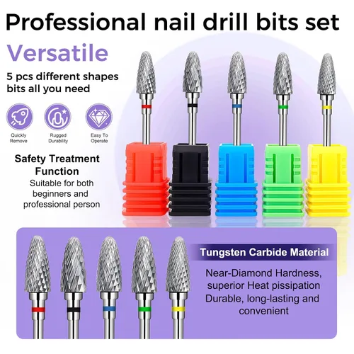 Miniatura 2 de Fantexy Juego de brocas para uñas acrílicas, 3/32 pulgadas, brocas profesionales de tungsteno para uñas, herramientas de arte de uñas, manicura