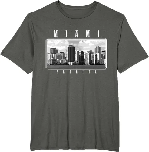 Miniatura 5 de Miami Skyline Florida Pride Vintage Miami Camiseta, Negro