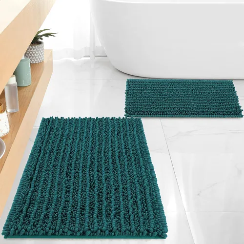 Miniatura 17 de FLOLEOPA Alfombras de Baño de Chenille de Lujo Color Beige Juego de Tapetes de Baño, Extra Suaves y Absorbentes Alfombras de Baño Antideslizantes