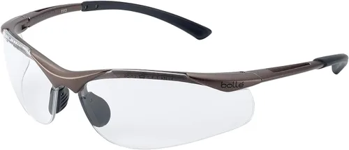 Bolle Safety 253-CT-40044 - Lentes de seguridad de contorno con marco de nailon sin montura y lente antivaho transparente, 180 pares, color gris y