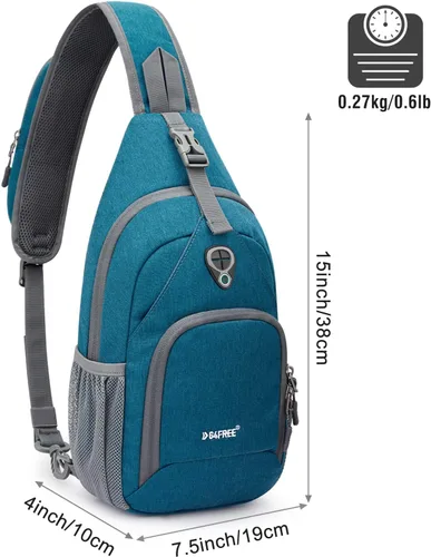 Miniatura 2 de G4Free Bolso bandolera RFID, mochila cruzada para el pecho, bolso de hombro para senderismo al aire libre Azul verdoso