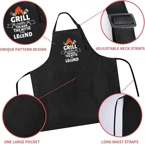 Miniatura 4 de ZOORON Funny Cooking Chef Apron with Pockets BBQ Kitchen Work Aprons Birthday Father’s Day Grilling Gifts for Dad, Husband Asar al hombre
