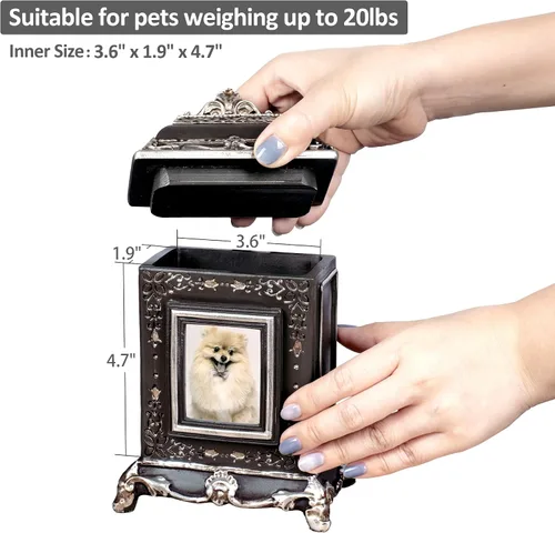 Miniatura 3 de AELS Urna de mascotas caja de memoria para recuerdos con ranura para fotos, urnas conmemorativas para perros para cenizas, urnas de cremación