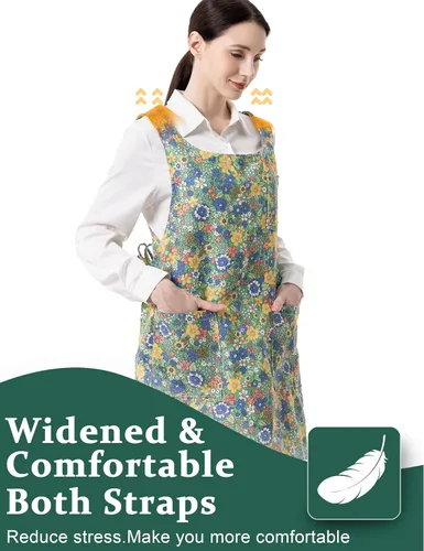 Miniatura 3 de Delantales de talla grande para mujer con bolsillos, delantales de algodón y lino, delantales para hornear, cocina, cocina