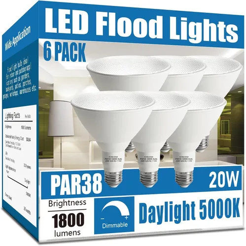 Gonhom Par38 Bombillas LED de Inundación para Exteriores, Regulables 1800LM, 20W Reemplaza hasta 200W, Bombillas de Luz de Inundación para 5000K