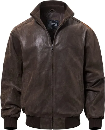 Miniatura 7 de FLAVOR Chaqueta casual bomber de cuero real para hombre