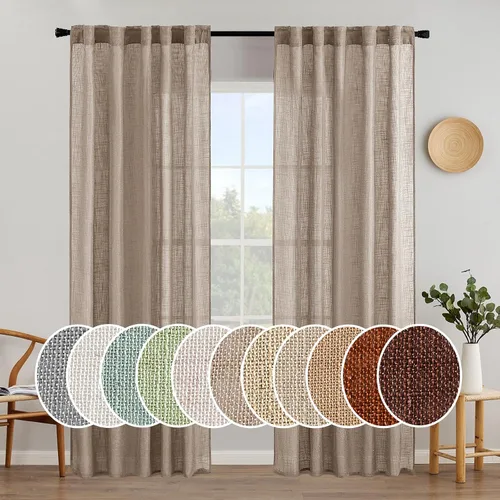 Miniatura 68 de MIULEE Cortinas de lino blanco de 108 pulgadas de largo para dormitorio, sala de estar, cortinas de ventana con textura de lino suave y grueso, Lino