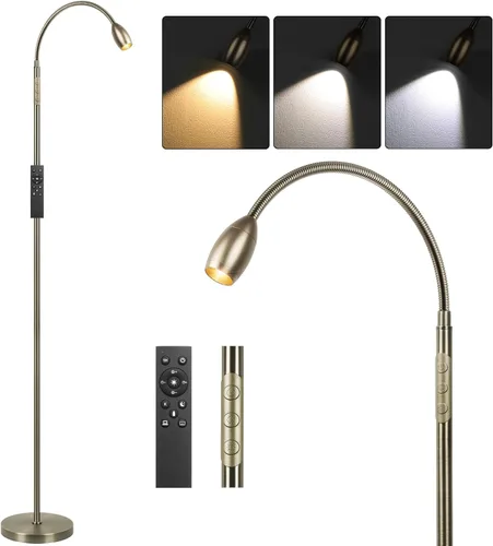 Miniatura 13 de Lámpara de pie de lectura, lámpara LED de 72 pulgadas de alto con cuello de cisne flexible, foco con zoom regulable, lámpara de pie de haz
