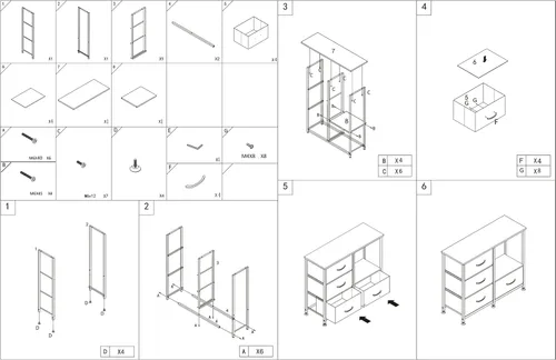 Miniatura 7 de Torre de almacenamiento con estantes, organizador de armario de 4 cajones, mesita de noche, cubos de tela, armario versátil, cómoda para dormitorio