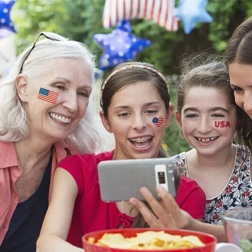 Miniatura 5 de Hying 10 tatuajes patrióticos del 4 de julio temporales para niños y adultos, bandera estadounidense, patrióticos temporales para decoración del 4