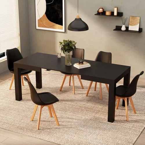 Mobili Fiver, mesa extensible First, fresno negro, fabricada en Italia
