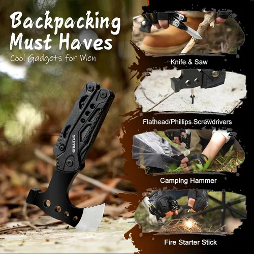 Miniatura 3 de Accesorios de multiherramienta para acampar, rellenos de calcetines para hombres 16 en 1 Multiherramienta Equipo de supervivencia con hacha