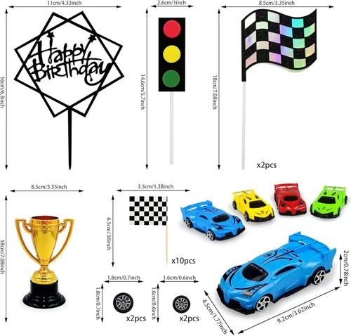 Miniatura 2 de Decoración de Pastel de Coche de Carreras Decoración Superior de Pastel de Coche de Carreras Decoraciones de Pastel de Cumpleaños de Coche