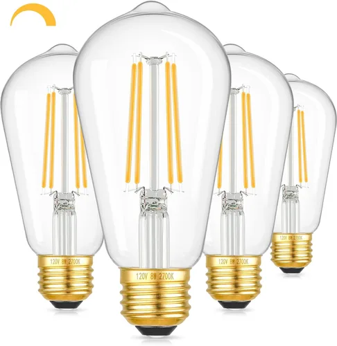 Miniatura 10 de Kondras - Bombillas LED regulables con diseño vintage, 4 W equivalentes a 40 W, bombillas de filamento LED ST58 con diseño antiguo, bombillas LED