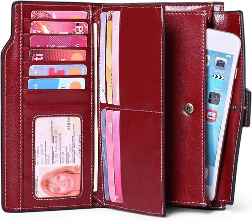 Miniatura 2 de SENDEFN - Cartera de cuero para mujer portatarjetas con bloqueo RFID monedero para mujer con cierre