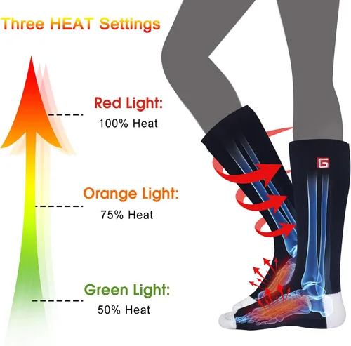 Miniatura 2 de Autocastle Calcetines calefactables para hombre, recargables, con pilas, calentadores de calor, calentados por batería, calentadores de pies