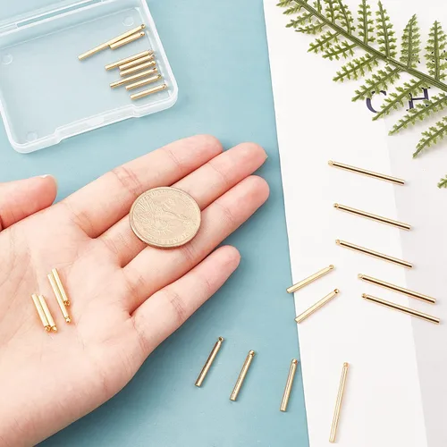 Miniatura 3 de Beebeecraft 1 caja de 30 dijes de barra vertical chapados en oro de 18 quilates de 3 tamaños
