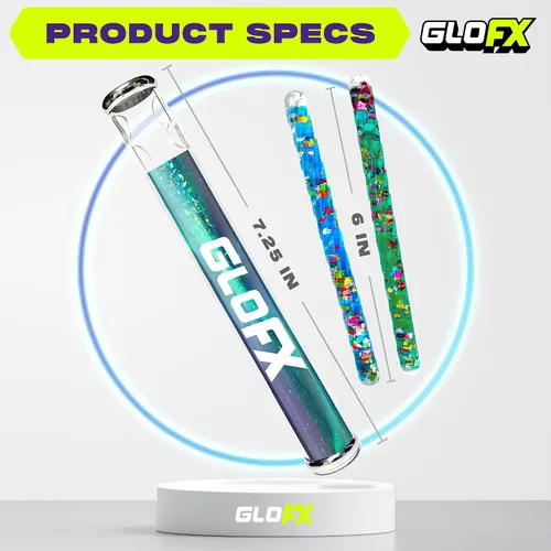 Miniatura 3 de GloFX Aurora Borealis Liquid X - Juguete de tubo caleidoscopio - Varitas de purpurina dobles (azul y verde azulado) - Incluye tubo, varitas
