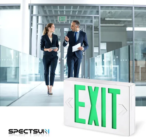 Miniatura 2 de SPECTSUN - Paquete de 4 letreros LED de salida, luz de salida de emergencia con batería de respaldo, doble cara, UL 924, CA 120/277V, ubicación